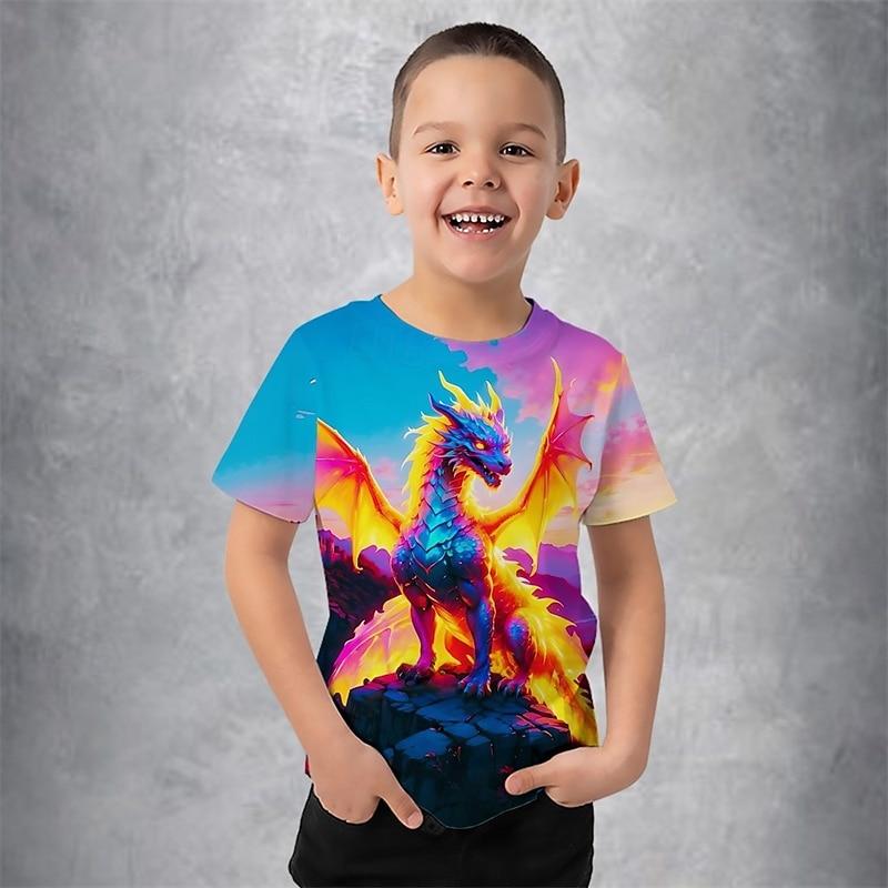 Summer T-Shirt Short Sleeved Energetic Sports Fashion Children Aged 3-12 Outdoor Leisure Daily