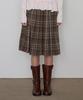 PINK PINEAPPLE Poetic Check Pleated Midi Skirt_Brown