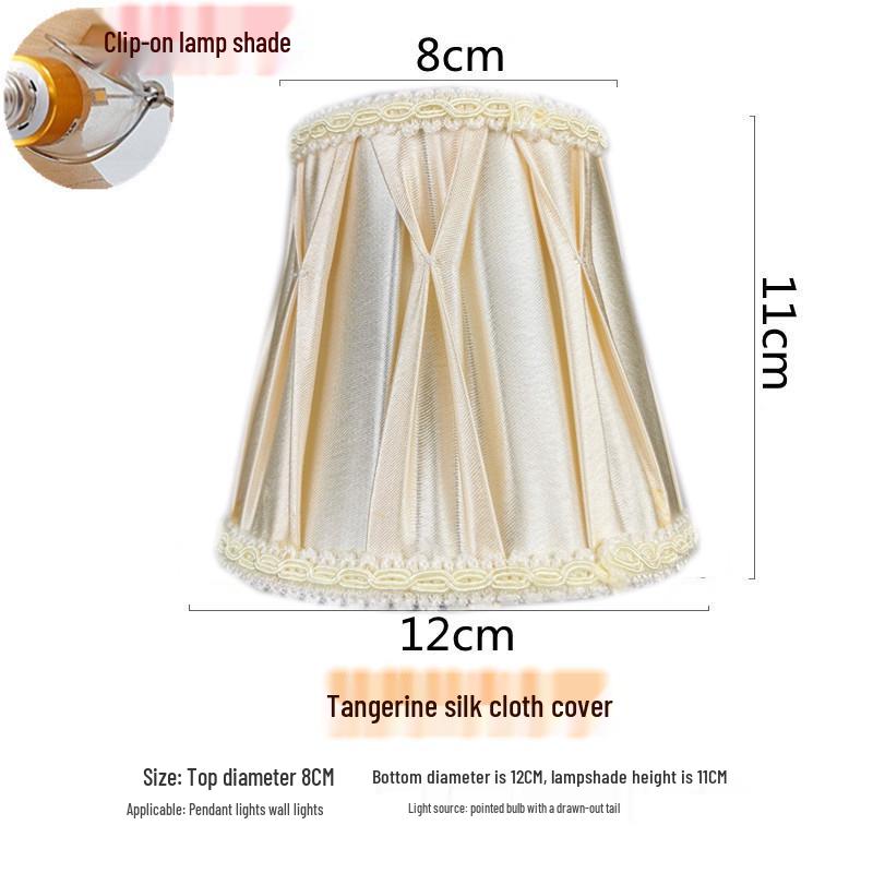 European Crystal Chandelier Fabric Lampshade, Clip-On, E27 Large Base, E14 Candle Bulb, Wall Light Shell Shade