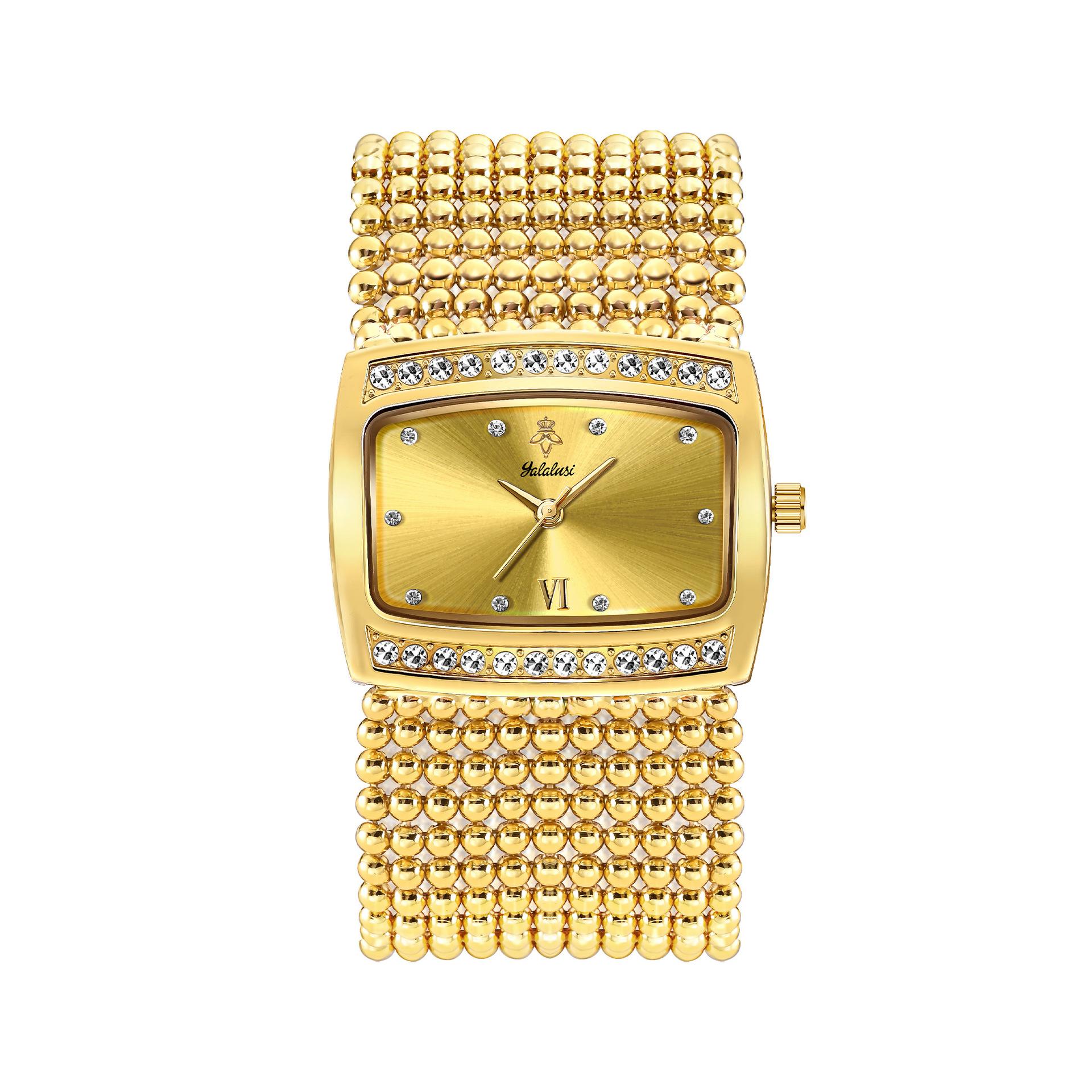 Yalalusi Casual Fashion Diamond-Encrusted Ladies European District Beauty District Ladies Watch Ipg Real Gold Vacuum Plating