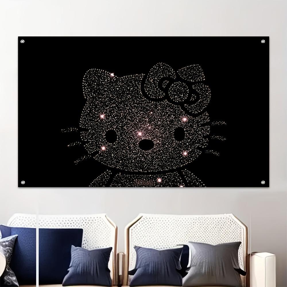 Cute Hello Kitty Leopard Print Tapestry Pink Y2K Cat Wall Hanging for Teen Girls Bedroom Dorm Room Decor Multiple Sizes