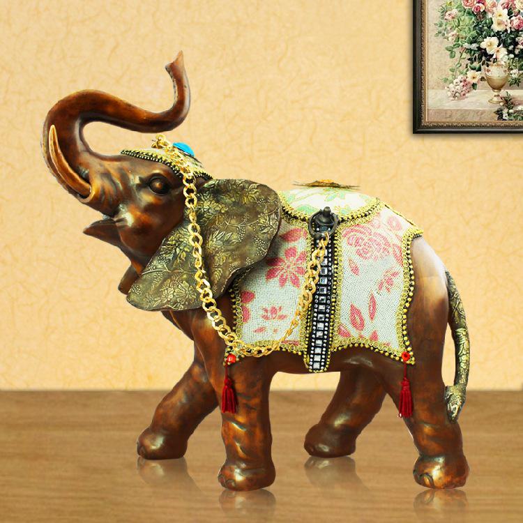 Thai-Style Lucky Elephant Ceramic Ornament for Home or Office Decor