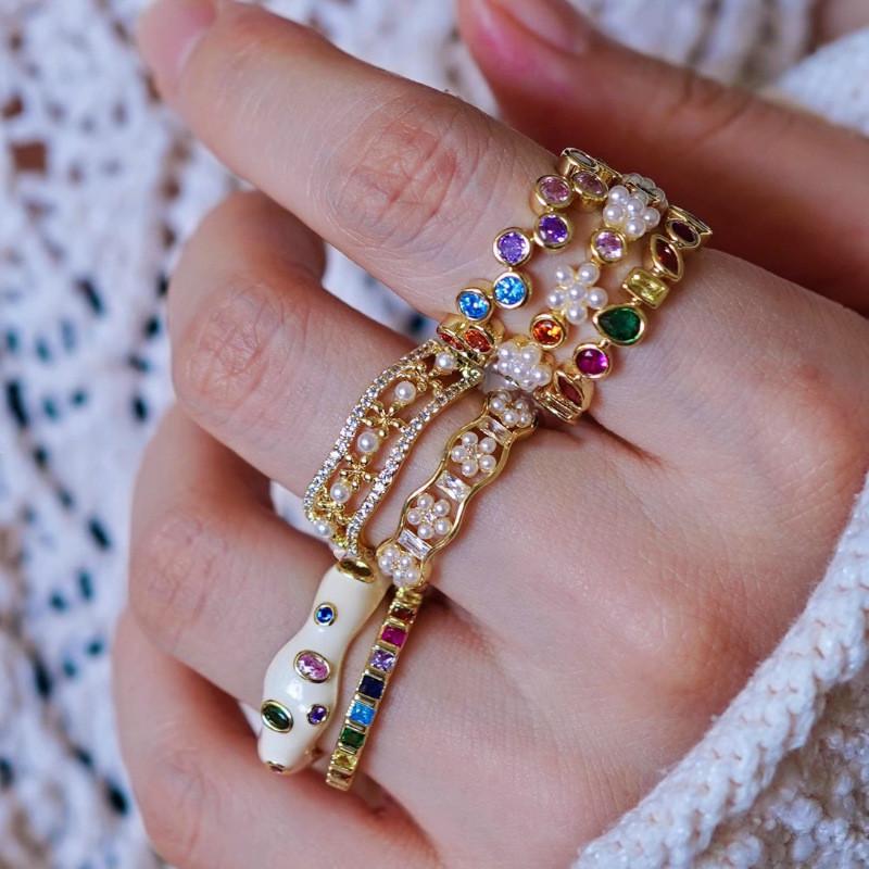 Crafted Beautifully Adjustable Copper Ring With Radiant Rainbow Colors For Womens Style
