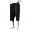 Men's Casual Color Cotton Linen Loose Cropped Pants Straight Linen Pants