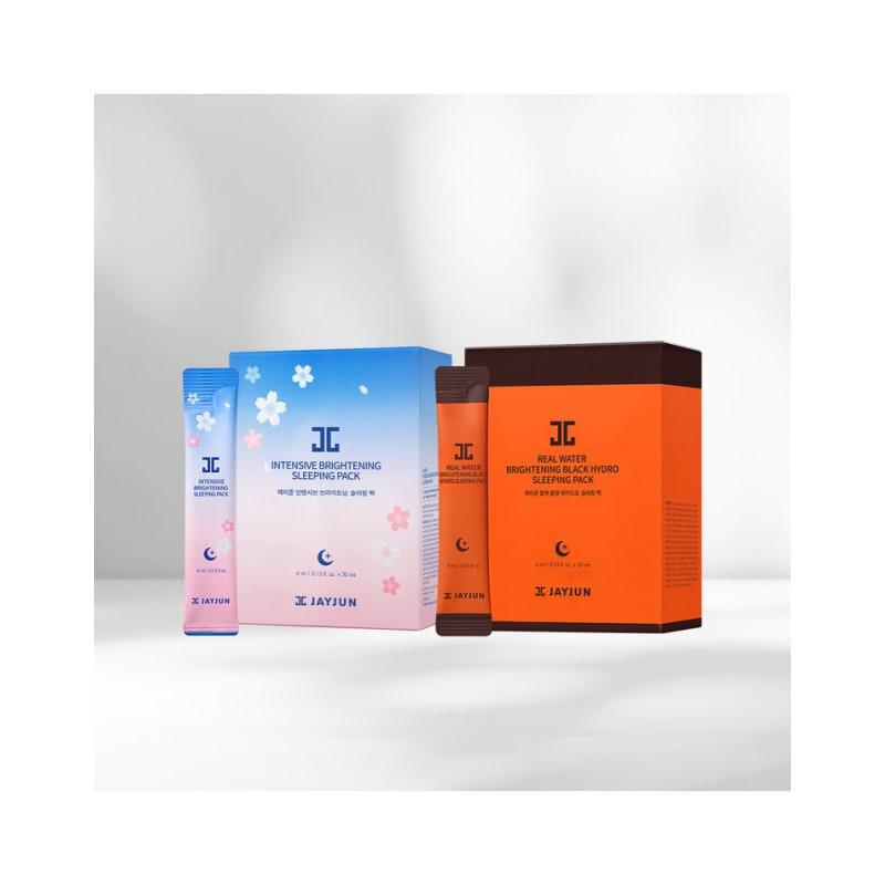 Black Water Glow Hydro Sleeping Pack (30 Pieces) + Intensive Brightening Sleeping Pack (30 Pieces)