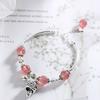 Qmcoco 925 Silver Bracelet Simple Sweet Bracelet Lady Smile Face Abacus Lucky Cat Strawberry Crystal Bracelet Party Jewelry Gift