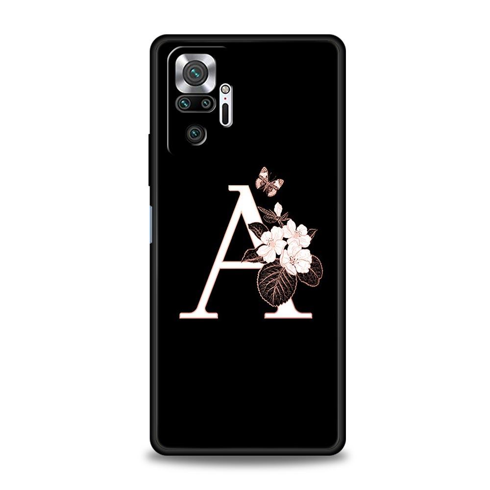 Phone Case Cover for Redmi 14C 10C Note 15 14 13 12 10 11 Pro Plus K40 Soft TPU Shockproof Fundas Shell Flowers Initial Letter