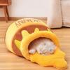 Honey Pot Cat Bed Winter Warm Cat Sleeping Bag Semi-Fixed Cartoon Cat Bed Cave Soft Pet Tent Nest for Kittens And Puppies