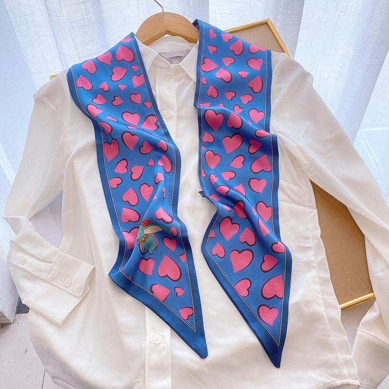 Luxury Long Silk Scarf Bag Tie Lady Neck Skinny Scarves Hairband Foulard Horse Print Brand Women Neckerchief Ribbon