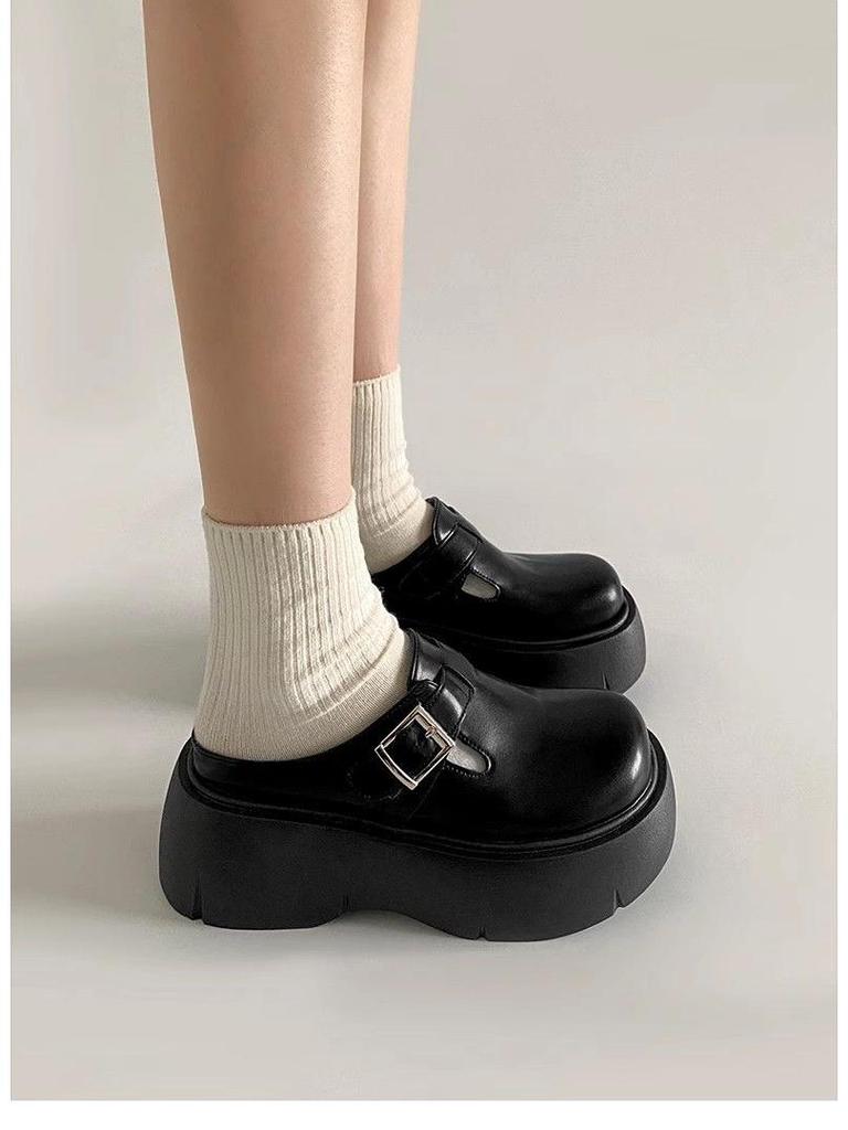 2024 Stylish French-Designed Thick-Sole Slip-On Half Slippers for Outdoor Wear