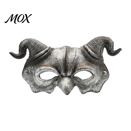 Gothic Masquerade Mask Halloween Ram Horn Demon Mask, Horror Devil Half Face Fade-resistant Lightweight for Cosplay Costume Party Dark Style