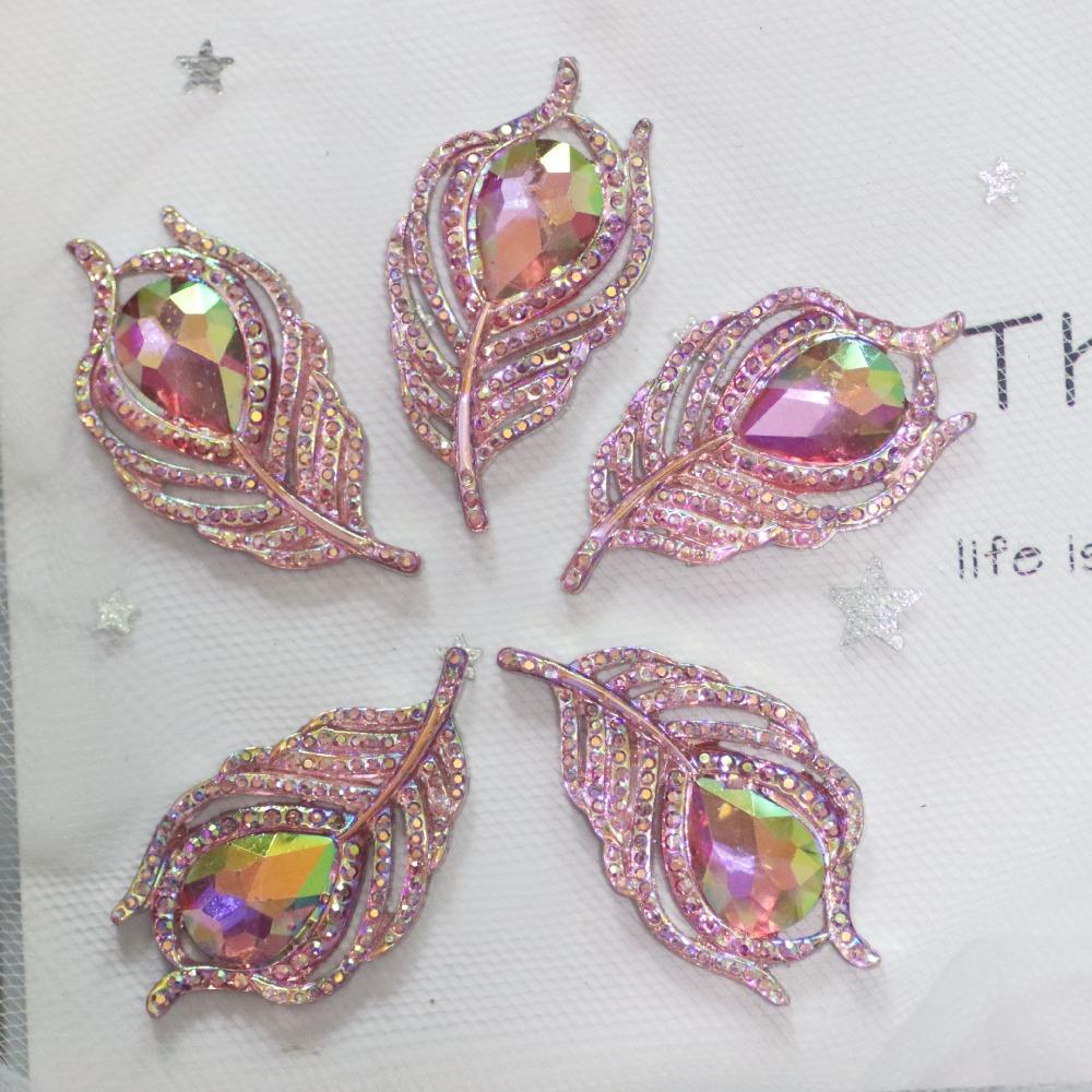20PCS DIY Crafts 3D Peacock Feathers Solid Color Hand Sewing Gem New Flat Back Rhinestone  Scrapbook