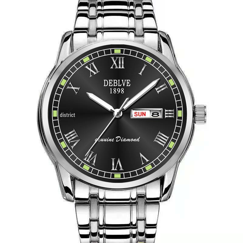 Stylish Men's Dual Calendar Quartz Watch with Luminous Waterproof Steel Band