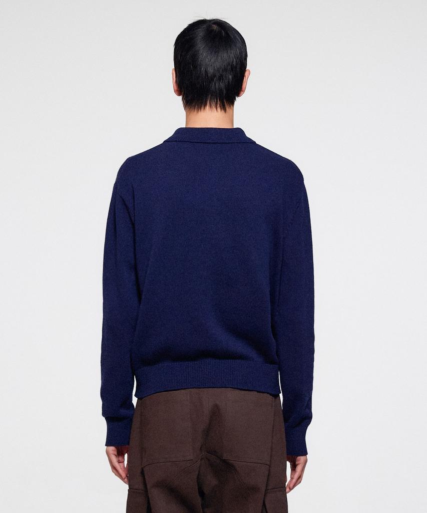 ERA Men Wool Blend Polo Sweater - Navy