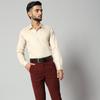 Men's Cream Formal Cotton Satin Long Sleeve Shirt - 90% Combed Cotton 10% Satin