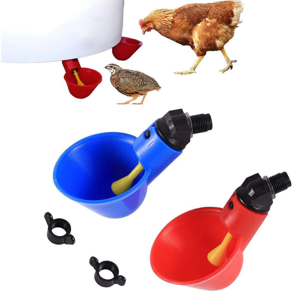 Chicken Cups Automatic Poultry Drinking Bowl Chicken Drinker Farm Animal Feeding Supplies Hanging Drinking Water Dispenser 50Pcs