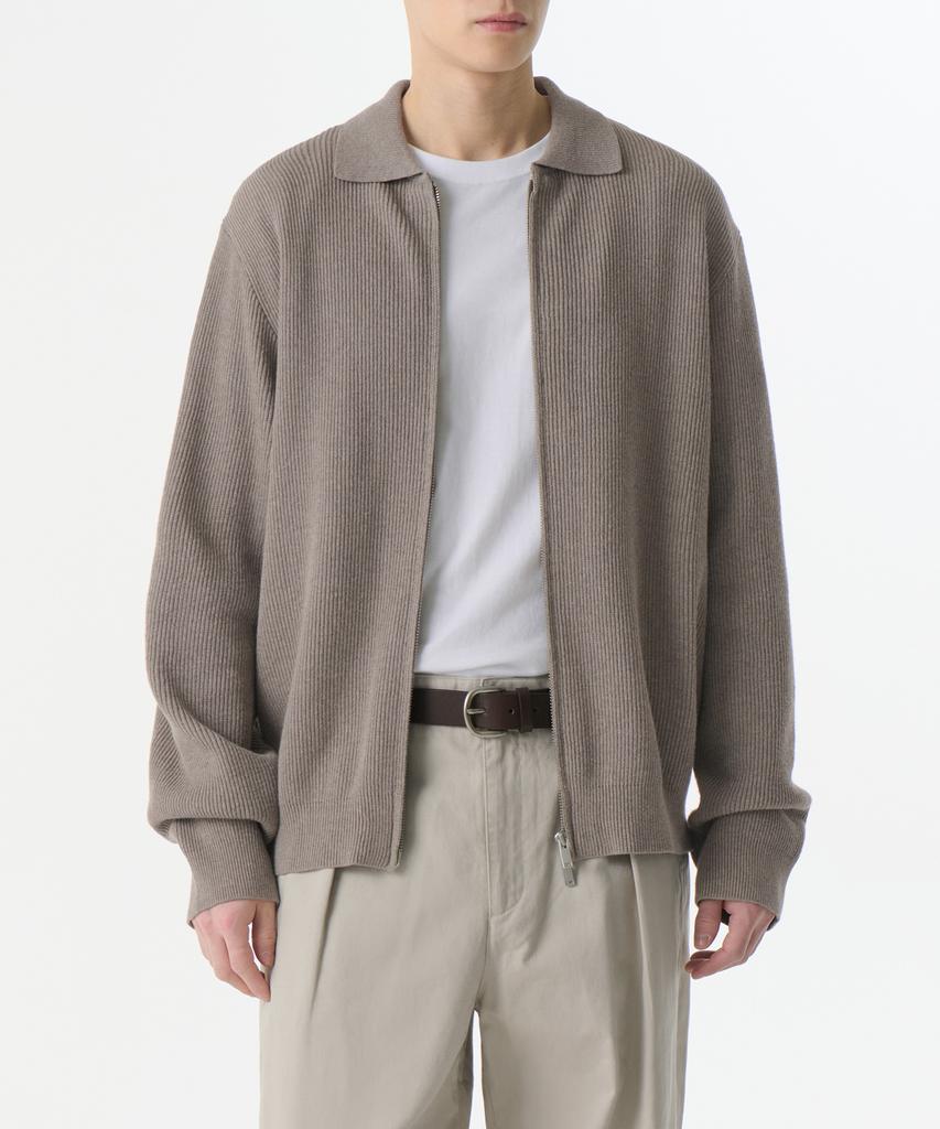 Musinsa Standard Cotton Collared Knit Zip-Up [Taupe]