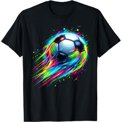 Funny Soccer Colorful Ball Sports Christmas Player T Shirts Men Cotton Humor Streetwear Tee Short Sleeve Unisex Loose Clothing