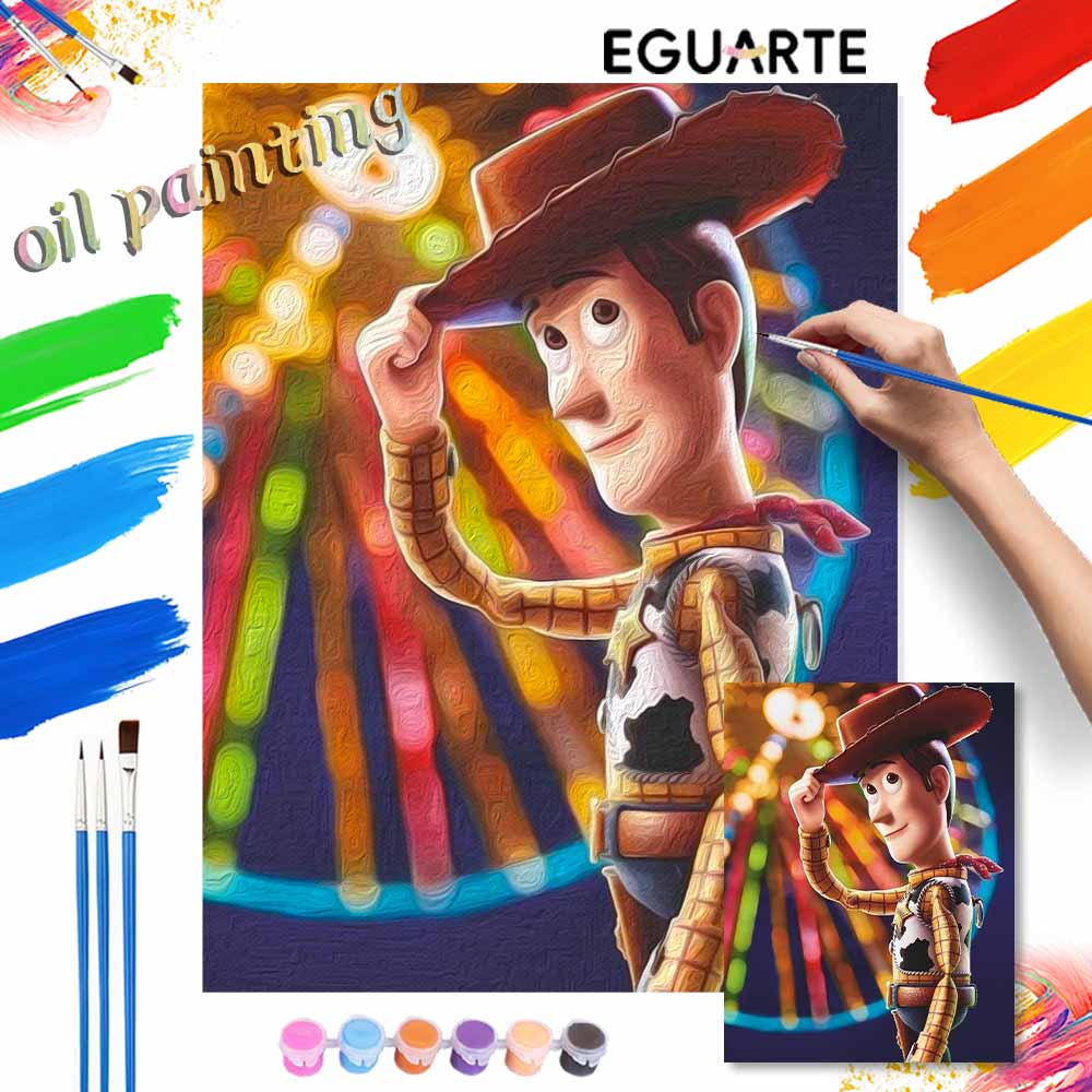 Disney Woody Toy Story oil paint by numbers painting kit handmade diy home decor gifts wall art canvas for adults craft sets hobby