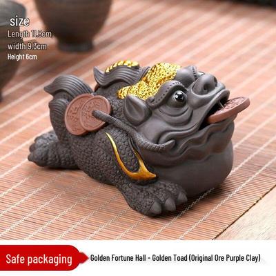 Lucky Resin Golden Toad Tea Pet