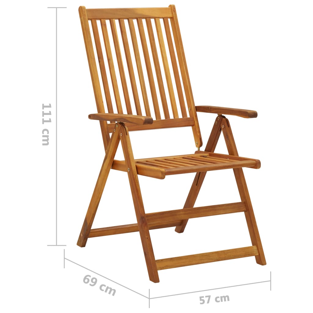 Adjustable High Back Garden Chairs 4 Pcs with Cushions Solid Acacia Wood