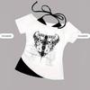 2026 Cross-border Sweet and Spicy Patchwork Punk T-shirt for Women - Irregular, Versatile Short-sleeved Top
