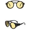 Leather Side Retro Round Glasses Anti Wind Vintage Goggles Classic Steampunk Sunglasses  Outdoors