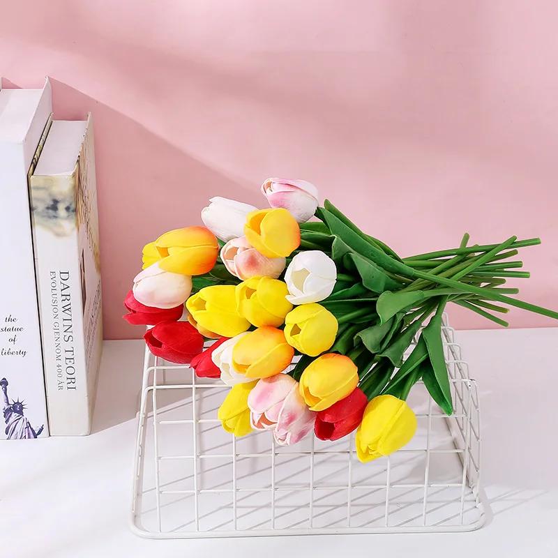 1pc Tulips Flowers Artificial Tulip Bouquet PE Fake Flower Wedding Party Decoration Mother Day Gifts Home Garden Decor