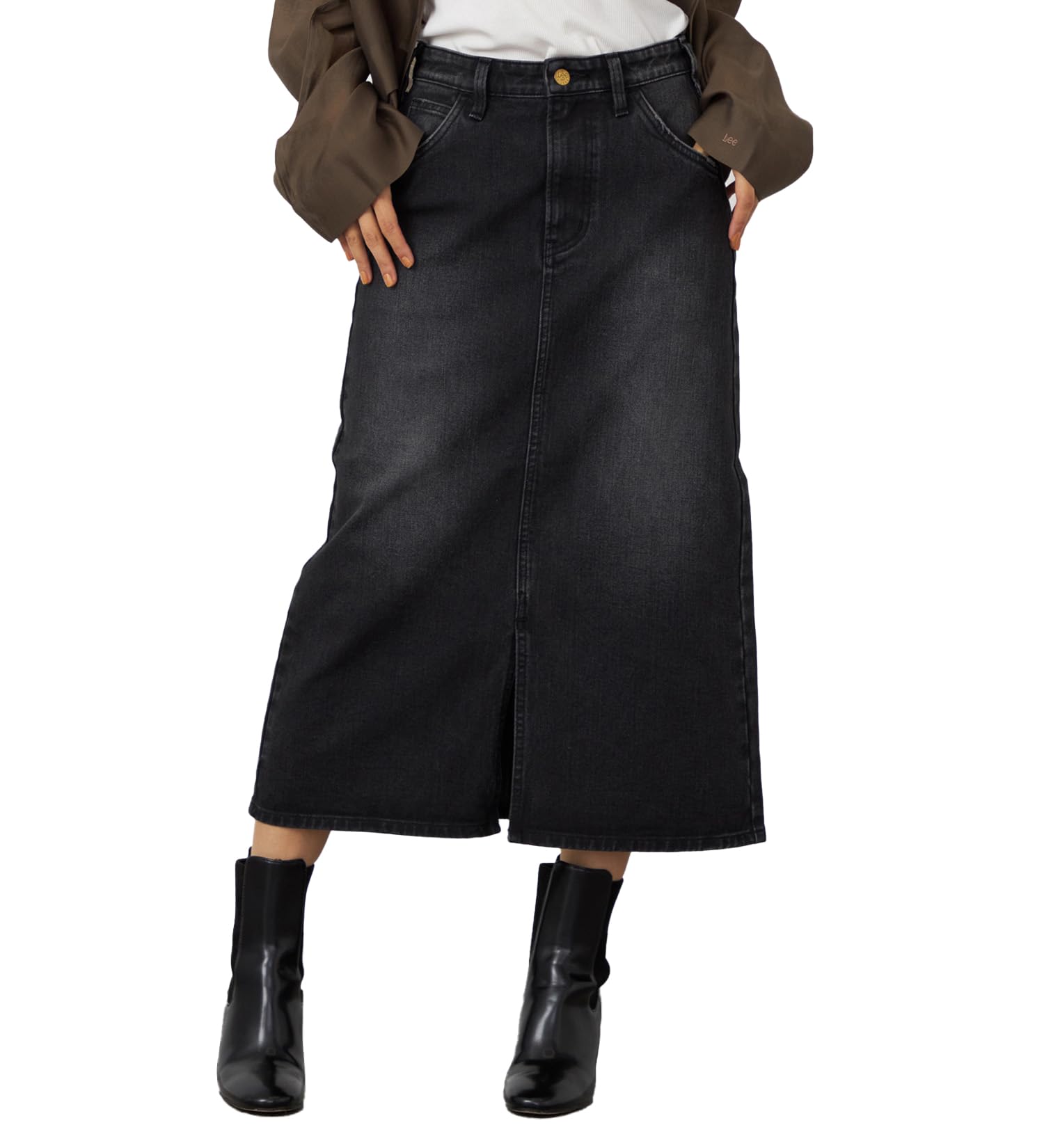 Lee BABE Stretch Denim Skirt in Sizes Black Denim Mid-Length (Available XS-XL) Women s
