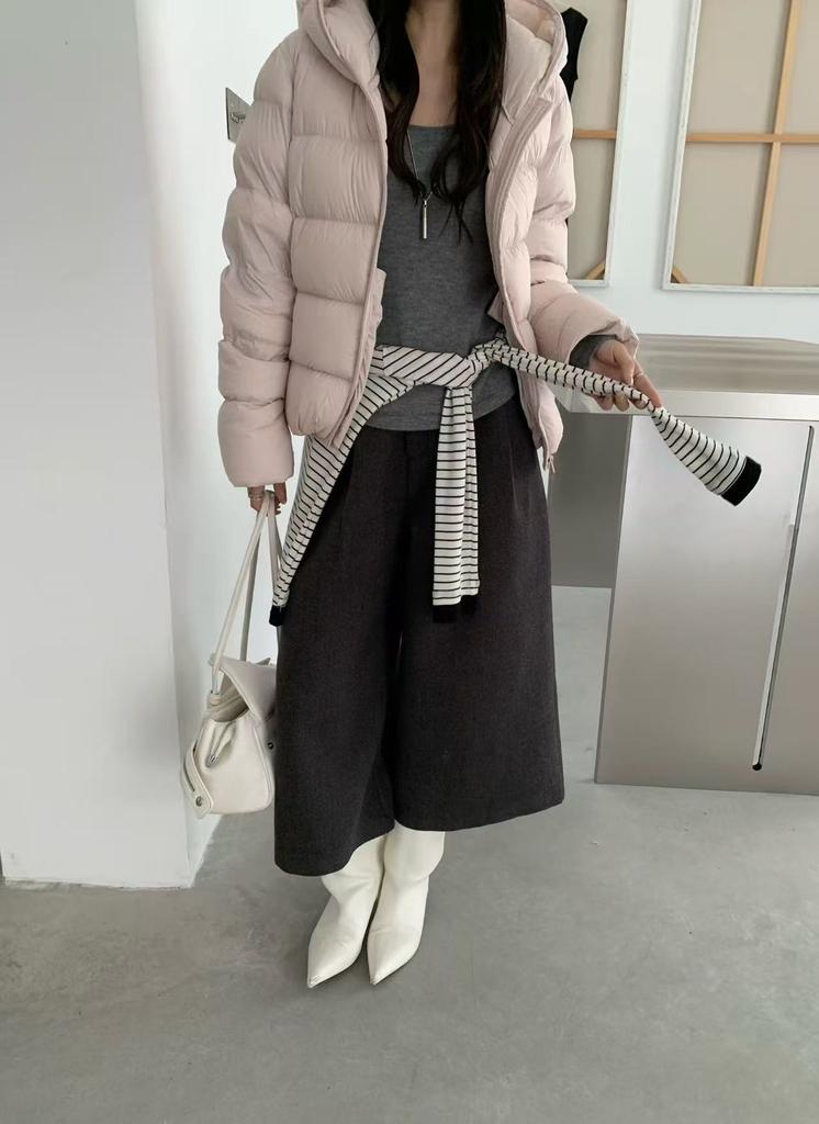 New hooded short down jacket women's simple puff cloud coat small loose winter coat