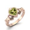 Irish Claddagh 6mm Heart Peridot 925 Sterling Silver Rose Vermeil Solitaire Women Promise Ring