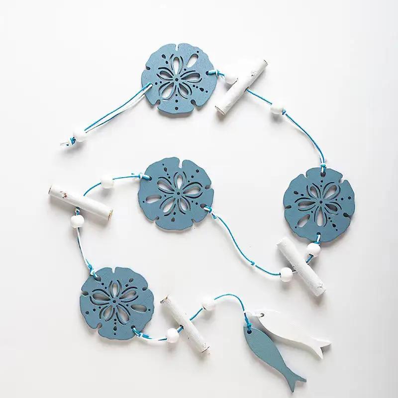 Mediterranean Style Decorative Pendants Starfish Fish Wooden Crafts Creative Home Living Room Bedroom Wall Decorations