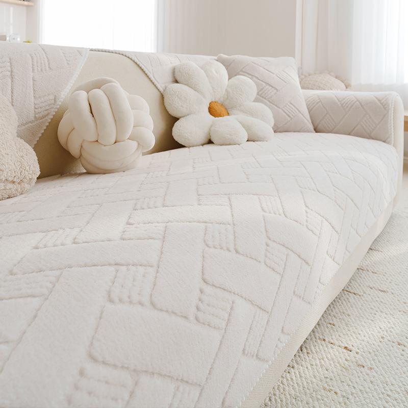 

1PC Jacquard Plush Sofa Cover Non-slip Anti-dust L Couch Slipcovers Autumn Winter Warm Soft Sofa Seat Mat for Living Room A 70x70cm 1pc