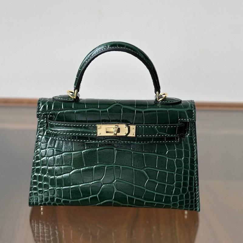 New Leather Handbag Bag, High-gloss Crocodile Pattern Second-generation Hand Carry Mini Shoulder Women's Bag