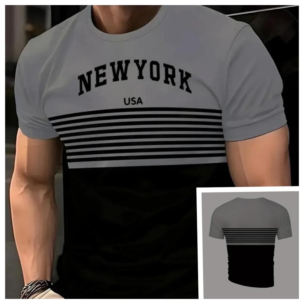 Men Striped T Shirt Tee Shirt Short Sleeve O-Neck TShirt Vintage Casual Large Size T-Shirts Men’s
