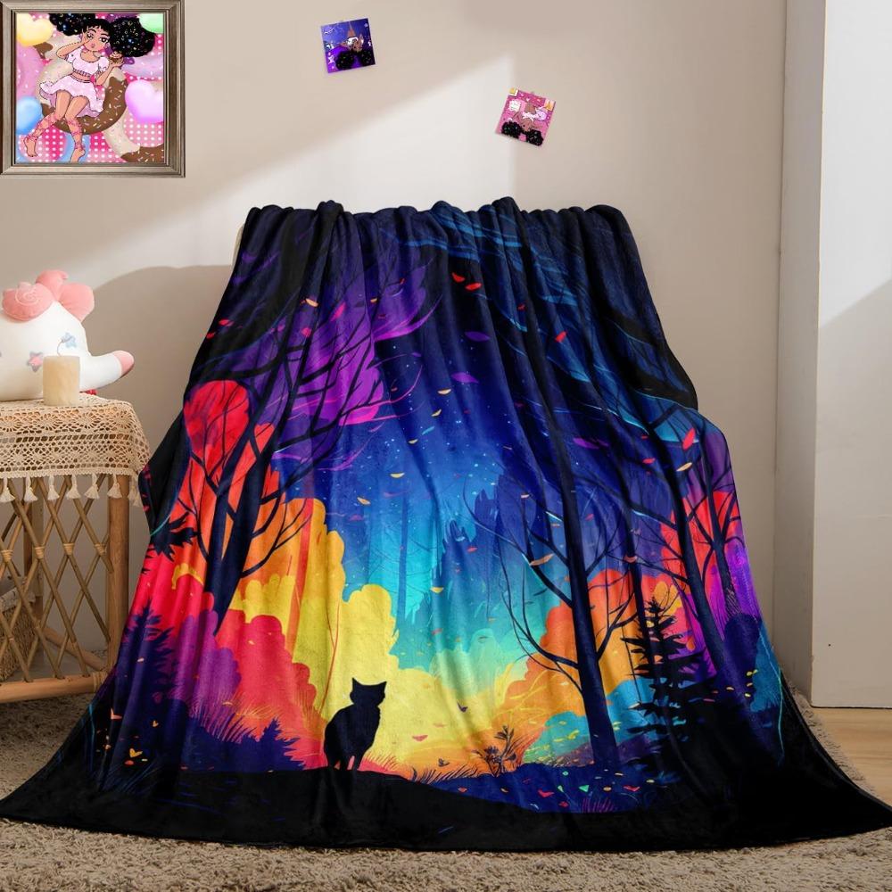 Cute Throw Blankets Girls Purple Blanket for Adults Kids Cat Throw Blanket for Bed Couch Living Room 75cmx90cm