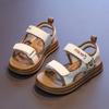 Children's open-toe beach shoes2026New Spring and Summer Rhinestone Girls' Sandals Cute Bear Velcro Children's Shoes