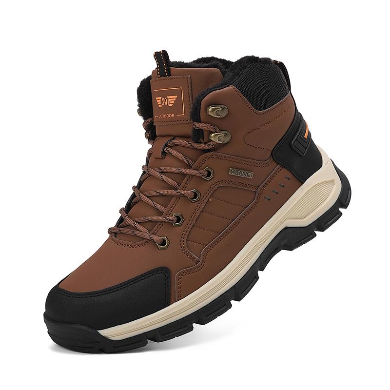 

Мужские зимние сноубутсы Супертеплые Плюс Мужские походные ботинки Высококачественная водонепроницаемая кожа Мужская обувь Уличные ботильоны Кроссовки 39 жёлтый