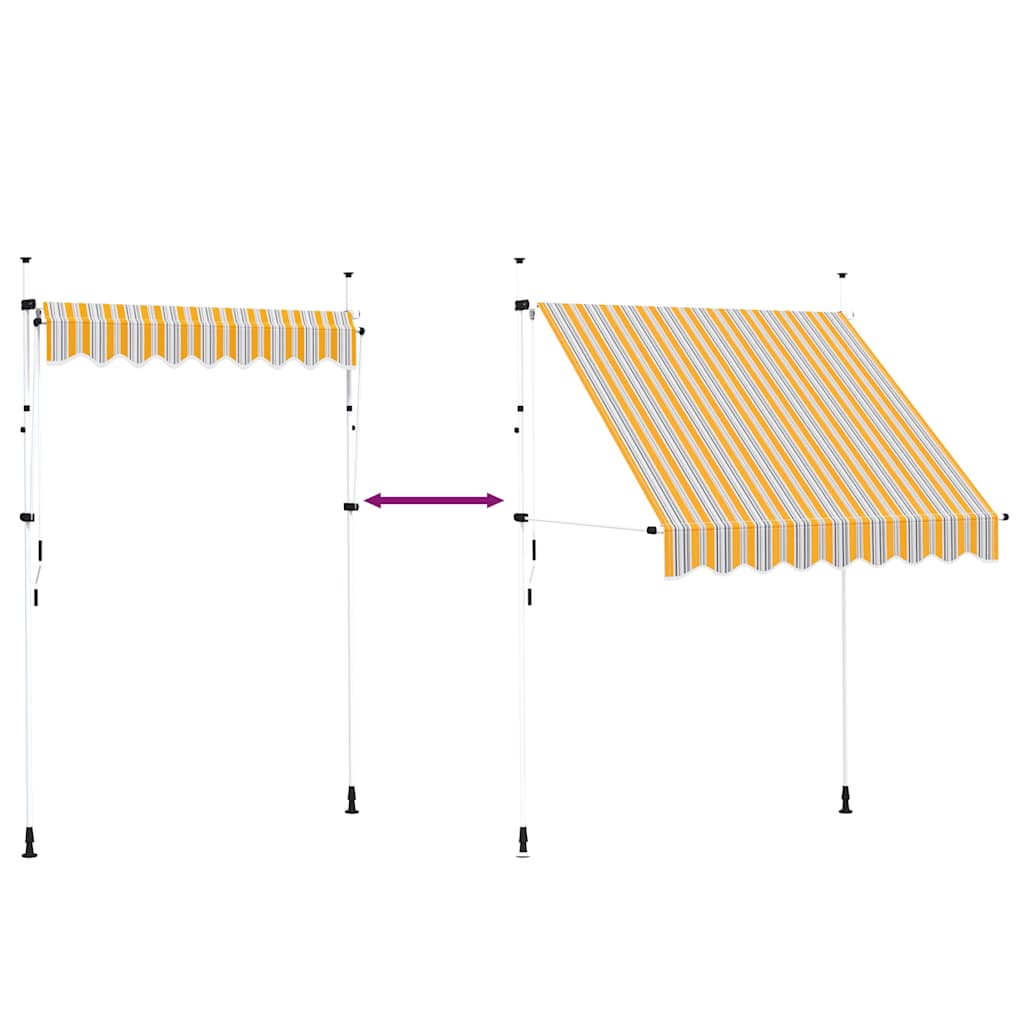 Manual Retractable Awning 200 Cm Yellow Blue Striped