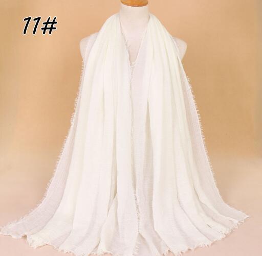 New Ethnic Oversize Muslim Crinkle Hijab Head Scarf Women Solid Bubble Cotton Shawls And Wraps Soft Big Linen Foulard Femme