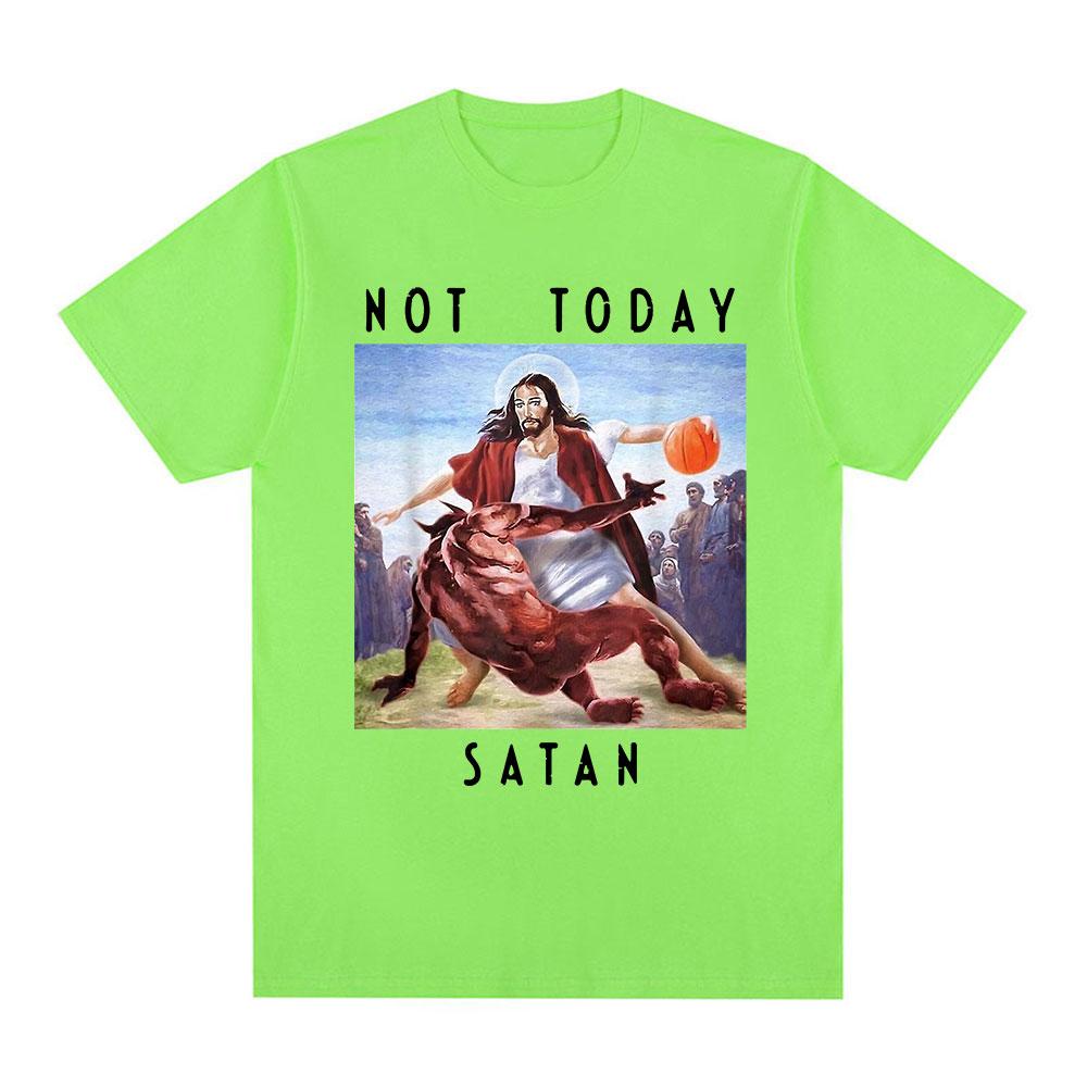 Not Today Satan Jesus Vs Satan in T Shirt Harajuku Casual T-shirt Men's Women's Fashion Cotton Summer T Shirts Streetwear Tops