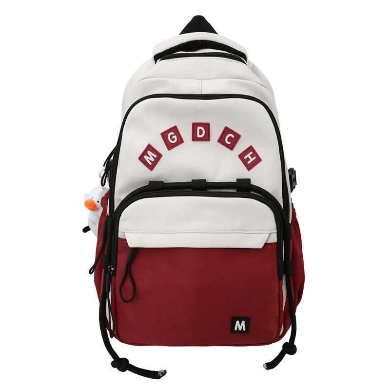 Korean Version of Simple Letter Printing Contrasting Color Large-capacity College Student Schoolbag 2024 New Travel Student Schoolbag