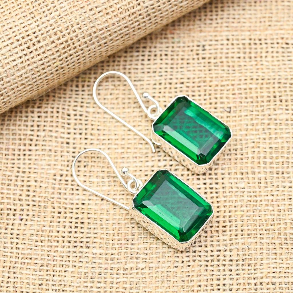 Chrome Diopside Gemstone Handmade 925 Sterling Silver Jewelry Earrings For Women