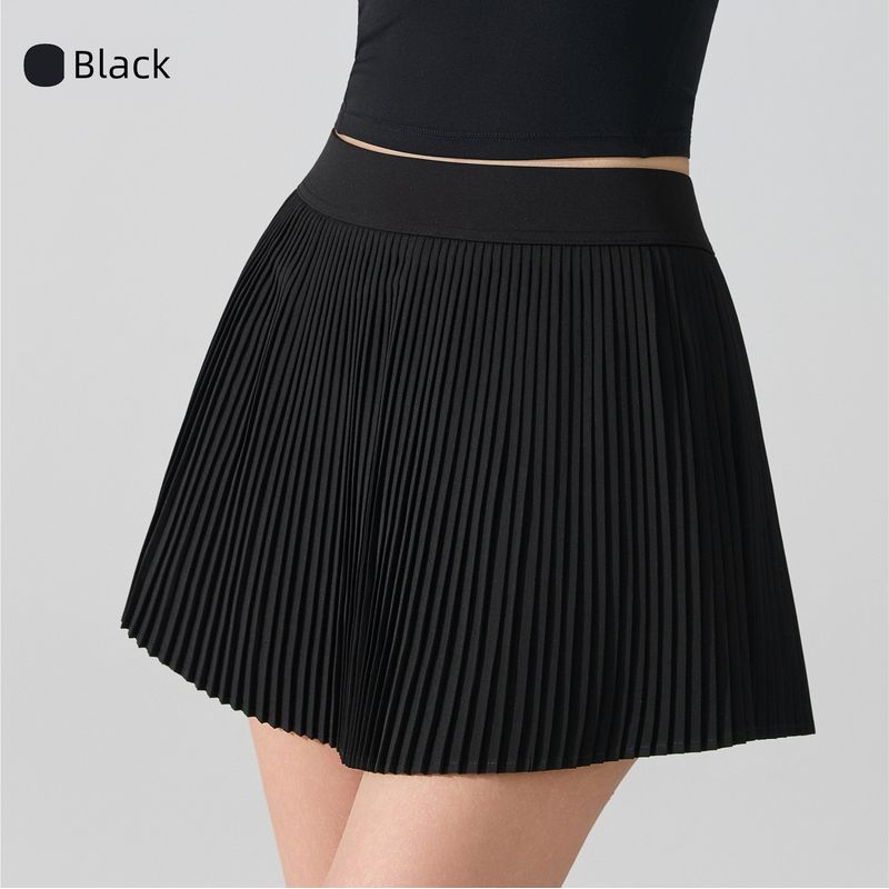 

Export New Antibacterial Yoga Skirts High-Waist Quick-Drying Sports and Fitness Running Badminton Tennis Outdoor Pleated Skirt Black XL
