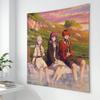 Anime Tapestry Wall Hanging Aesthetic Room Decor Fantasy Trio Meadow Sunset Art Cloth Backdrop Manga Inspired Cool Gifts