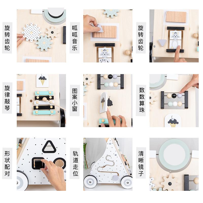 Children'S Educational Early Education Walker Trolley Baby Learning To Walk Walker Shopping Cart Wooden Toys