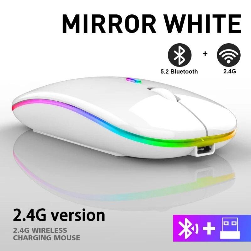 Bezdrátová myš RGB dobíjecí Bluetooth myši Bezdrátová počítačová myš LED podsvícená Ergonomická herní myš pro notebook PC 3600 DPI