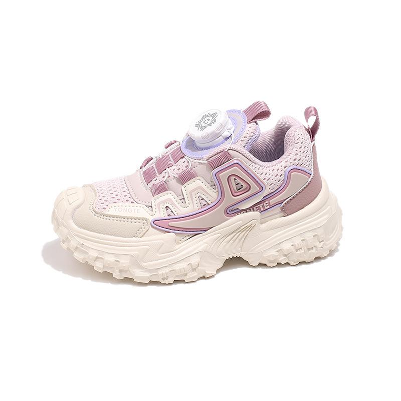 Boys and Girls 2025 New Breathable Mesh Sports Casual Shoes Middle and Older Children's Student Shoes Wear-resistant Rotary Button Students