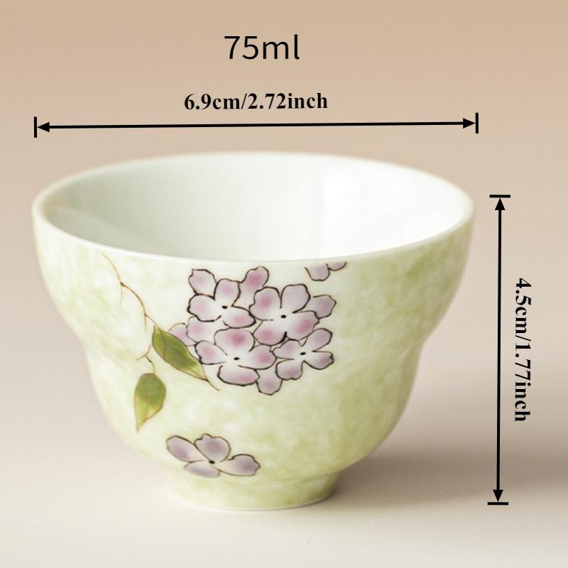 Hand-painted Hydrangea Tea Cup Household Ceramic Kung Fu Tea Set Chinese Master Cup Coaster Teaware Drinkware Kitchen Supplies