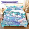Anime Miku Pattern Bedding Set Quilt Cover Pillowcase Home Decor Gift (1 * duvet cover + 2 * pillowcase, without core)